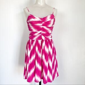 Parker | 100% Silk Pink White Mini Dress